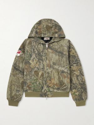 Padded Printed Cotton-Twill Hooded Bomber Jacket Padded Printed Cotton-Twill Hooded Bomber Jacket