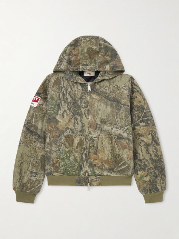 Padded Printed Cotton-Twill Hooded Bomber Jacket Padded Printed Cotton-Twill Hooded Bomber Jacket