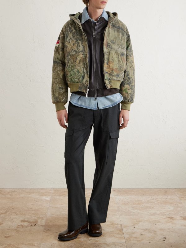 Padded Printed Cotton-Twill Hooded Bomber Jacket - OU Padded Printed Cotton-Twill Hooded Bomber Jacket - OU