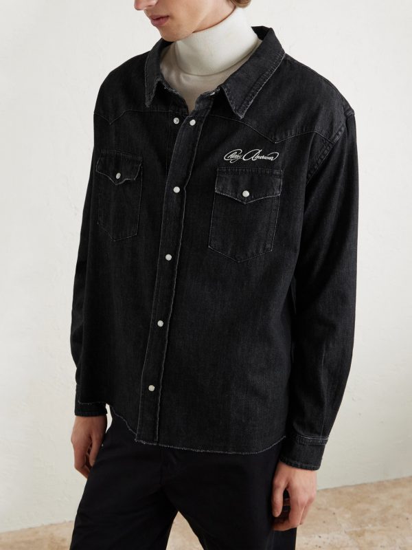 Logo-Embroidered Denim Western Shirt - FR