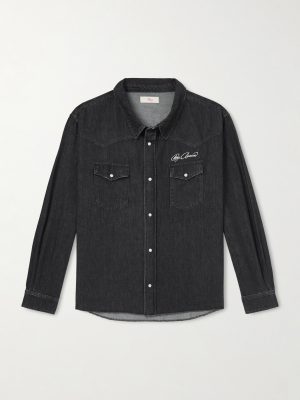 Logo-Embroidered Denim Western Shirt