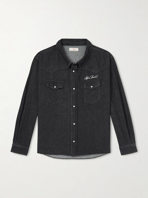 Logo-Embroidered Denim Western Shirt