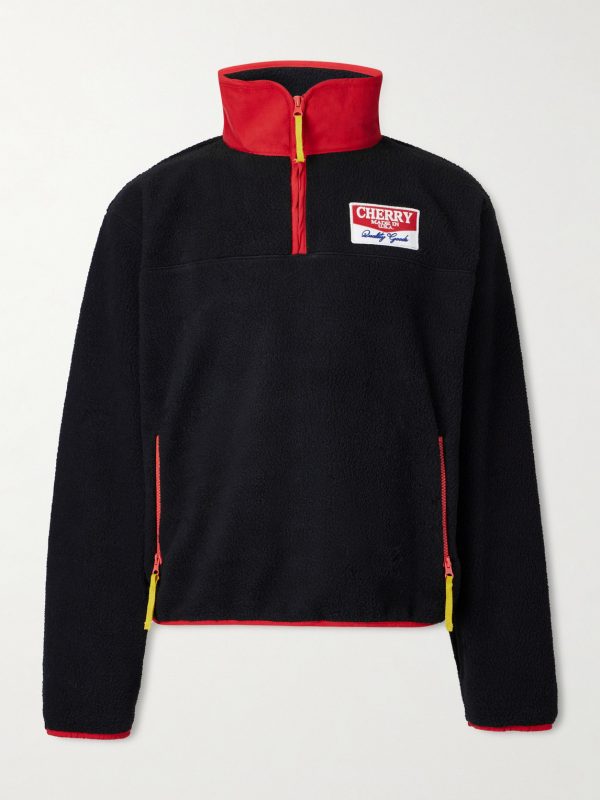 Logo-Appliquéd Fleece Half-Zip Sweater Logo-Appliquéd Fleece Half-Zip Sweater