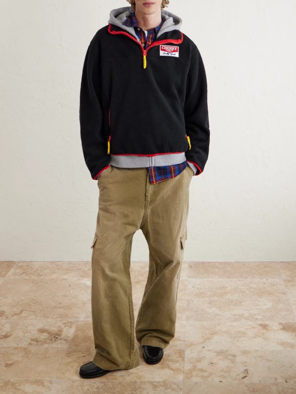 Logo-Appliquéd Fleece Half-Zip Sweater - OU Logo-Appliquéd Fleece Half-Zip Sweater - OU