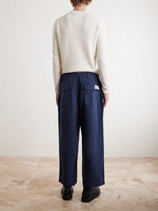 Parachute Wide-Leg Herringbone Cotton Trousers - BK Parachute Wide-Leg Herringbone Cotton Trousers - BK