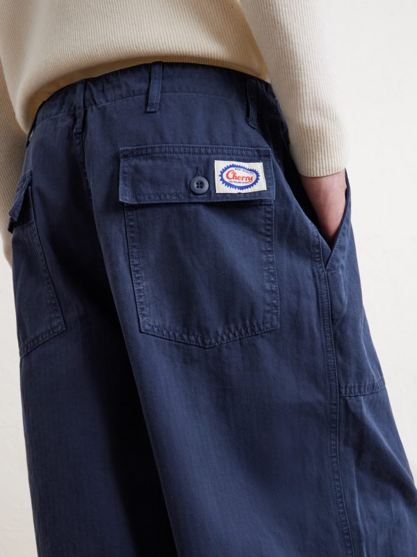 Parachute Wide-Leg Herringbone Cotton Trousers - E1 Parachute Wide-Leg Herringbone Cotton Trousers - E1