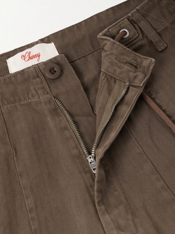 Herringbone Cotton Drawstring Trousers - CU Herringbone Cotton Drawstring Trousers - CU