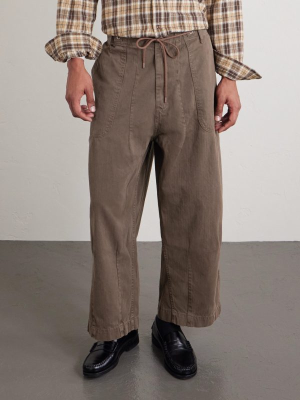 Herringbone Cotton Drawstring Trousers - FR Herringbone Cotton Drawstring Trousers - FR