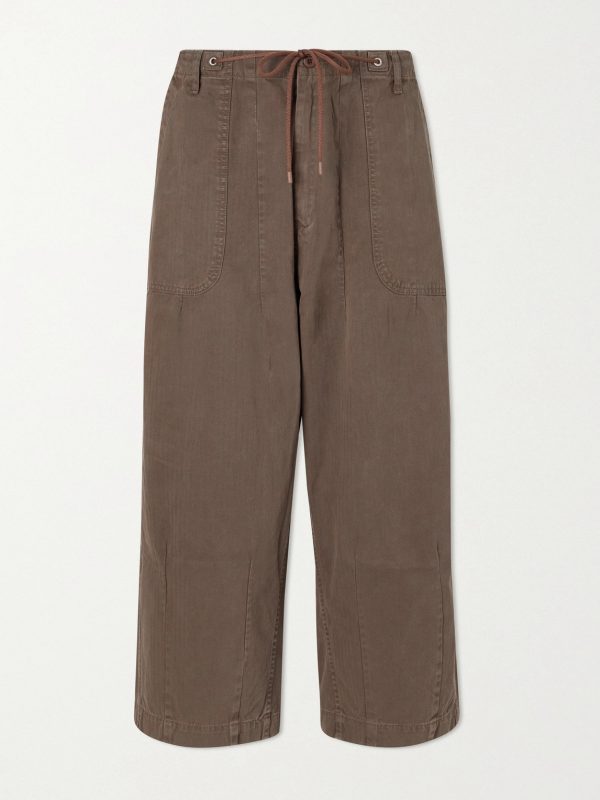 Herringbone Cotton Drawstring Trousers Herringbone Cotton Drawstring Trousers