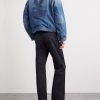 Sun Faded Corduroy-Trimmed Denim Jacket - BK
