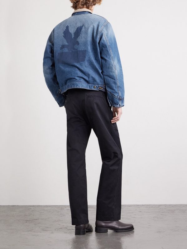Sun Faded Corduroy-Trimmed Denim Jacket - BK