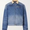 Sun Faded Corduroy-Trimmed Denim Jacket