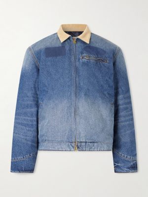 Sun Faded Corduroy-Trimmed Denim Jacket Sun Faded Corduroy-Trimmed Denim Jacket