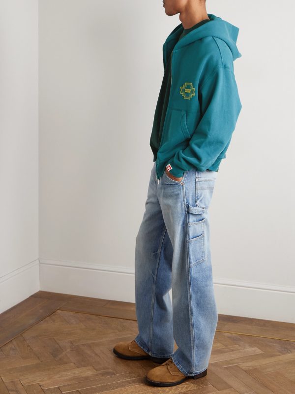 Navajo Logo-Embroidered Cotton-Jersey Zip-Up Hoodie - OU Navajo Logo-Embroidered Cotton-Jersey Zip-Up Hoodie - OU