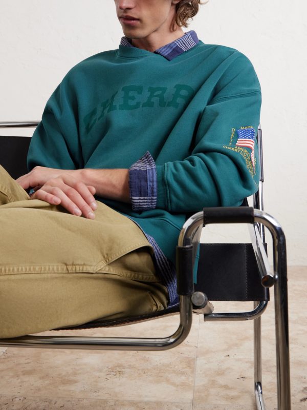 America's Favorite Crewneck Logo-Print Embroidered Cotton-Jersey Sweatshirt - CU