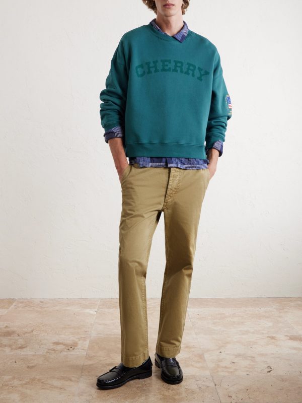 America's Favorite Crewneck Logo-Print Embroidered Cotton-Jersey Sweatshirt - OU