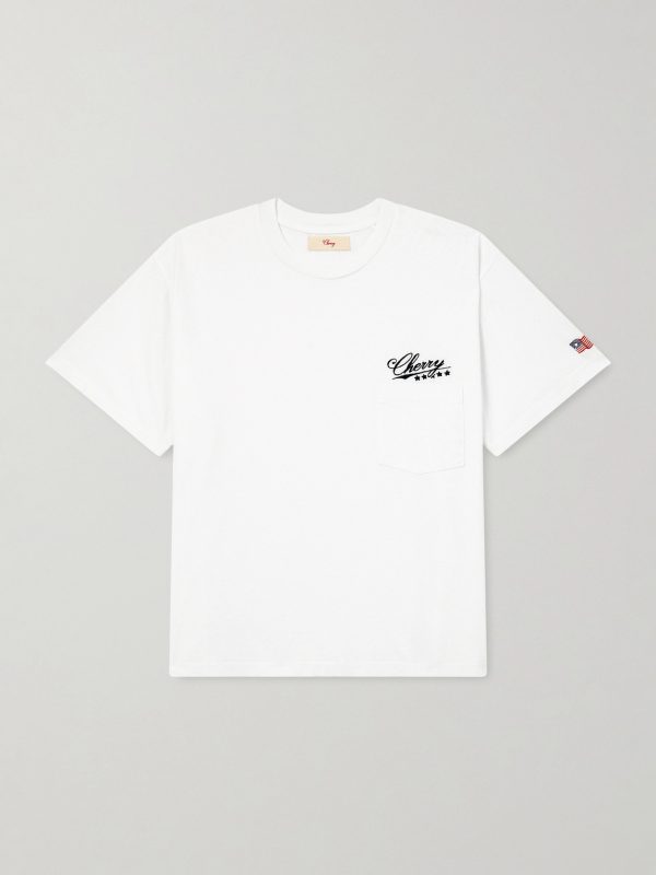 Five Star Logo-Embroidered Appliquéd Cotton-Jersey T-Shirt Five Star Logo-Embroidered Appliquéd Cotton-Jersey T-Shirt