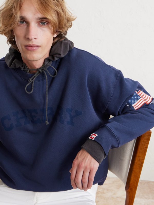 America's Favorite Crewneck Logo-Print Embroidered Cotton-Jersey Sweatshirt - CU America's Favorite Crewneck Logo-Print Embroidered Cotton-Jersey Sweatshirt - CU