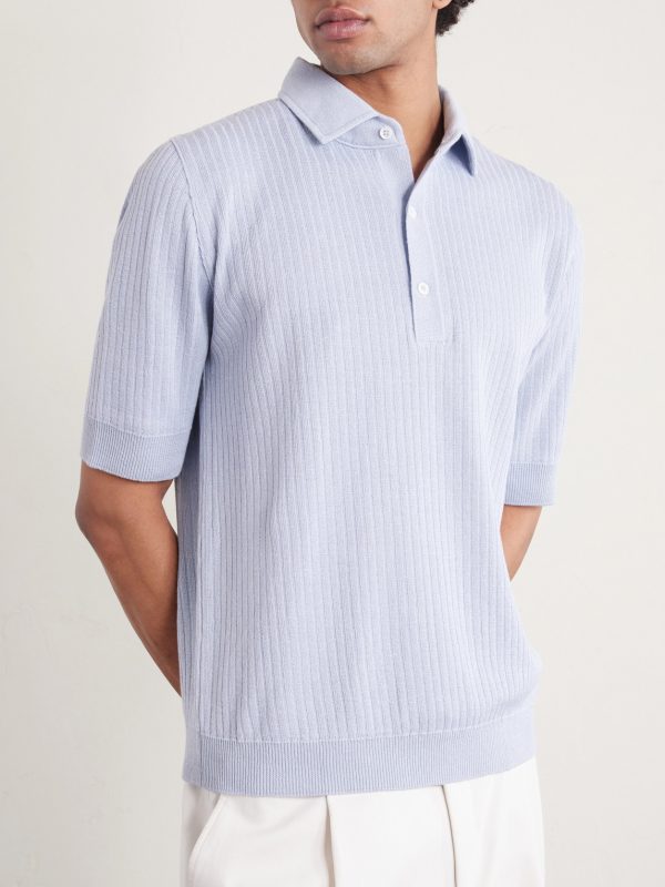 Ribbed Linen and Cotton-Blend Polo Shirt - FR