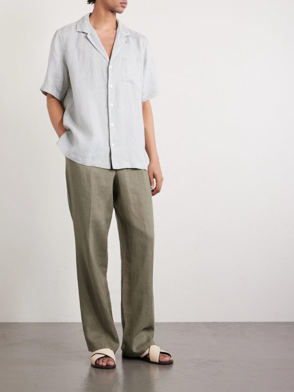 Convertible-Collar Linen Shirt - OU Convertible-Collar Linen Shirt - OU