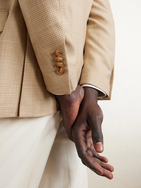 Houndstooth Wool and Cotton-Blend Blazer - E3 Houndstooth Wool and Cotton-Blend Blazer - E3