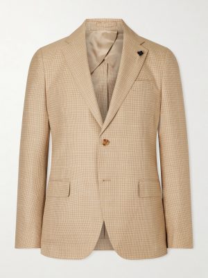 Houndstooth Wool and Cotton-Blend Blazer