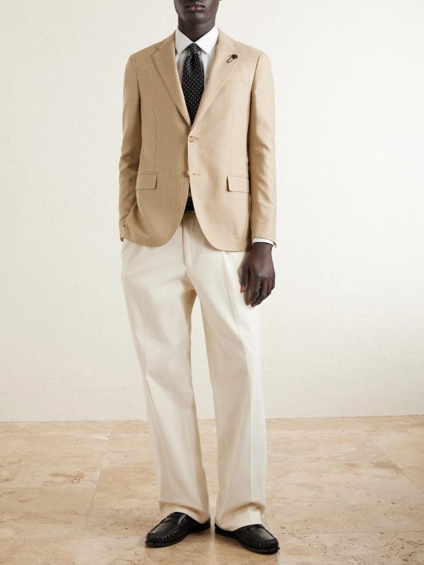 Houndstooth Wool and Cotton-Blend Blazer - OU Houndstooth Wool and Cotton-Blend Blazer - OU