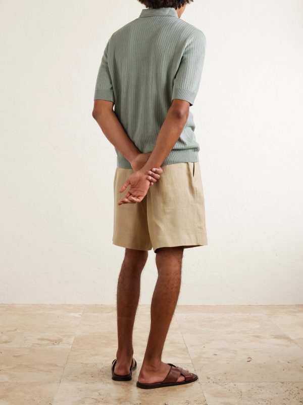 Ribbed Linen and Cotton-Blend Polo Shirt - BK