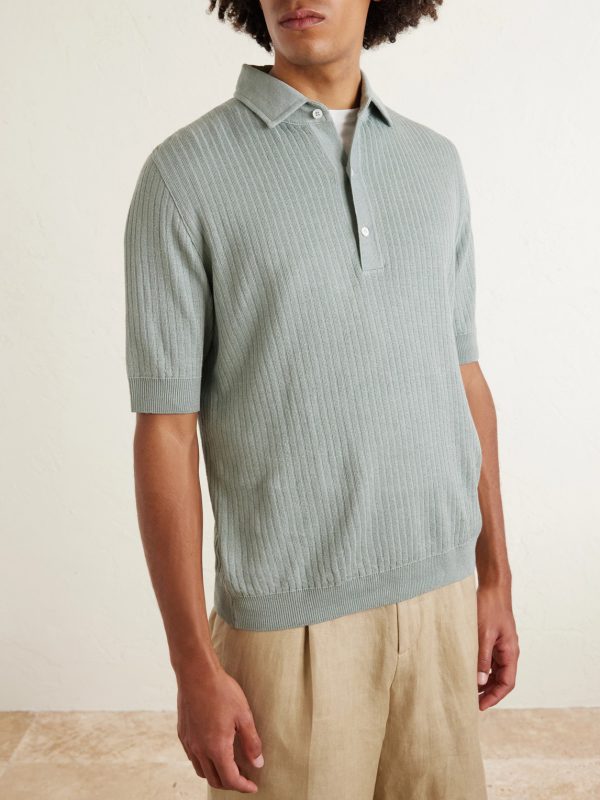 Ribbed Linen and Cotton-Blend Polo Shirt - FR