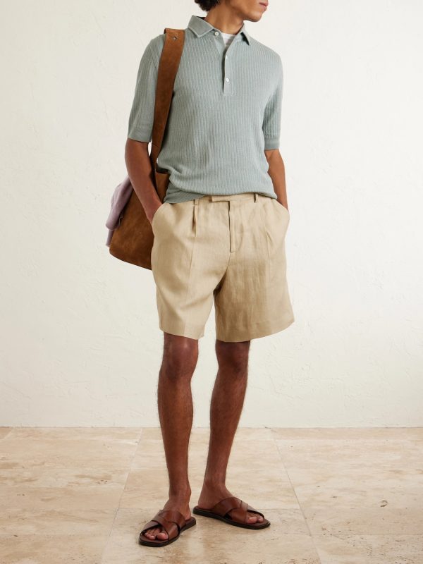 Ribbed Linen and Cotton-Blend Polo Shirt - OU