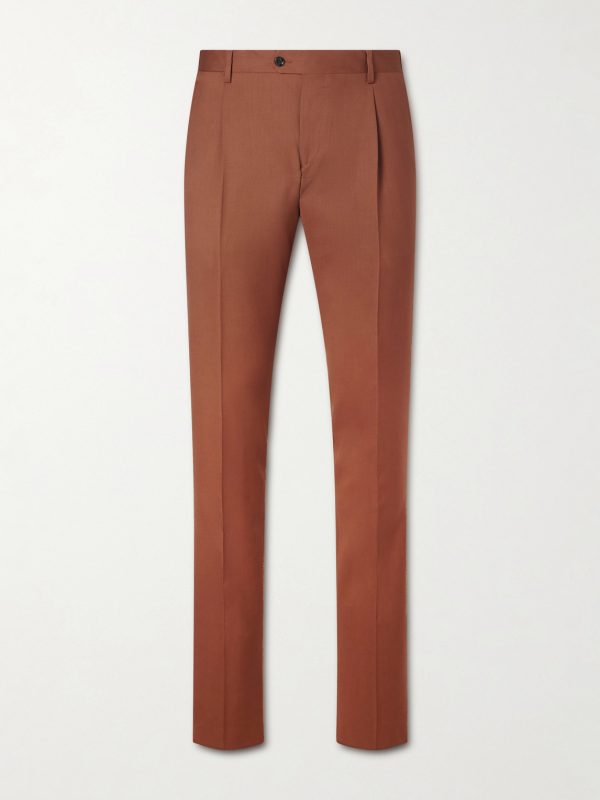 Slim-Fit Pleated Virgin Wool-Twill Suit Trousers