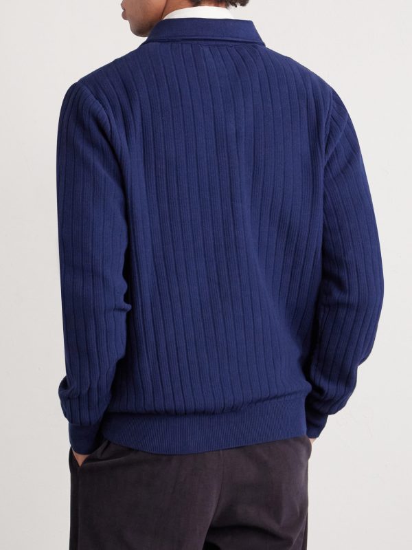 Ribbed Cotton Polo Shirt - BK Ribbed Cotton Polo Shirt - BK
