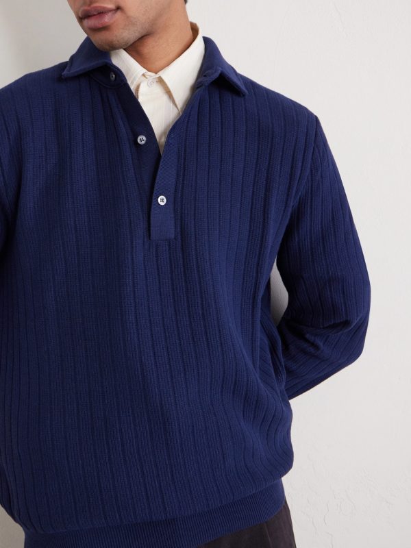 Ribbed Cotton Polo Shirt - CU Ribbed Cotton Polo Shirt - CU
