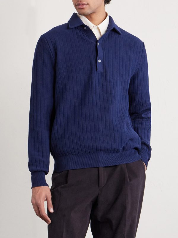 Ribbed Cotton Polo Shirt - FR Ribbed Cotton Polo Shirt - FR