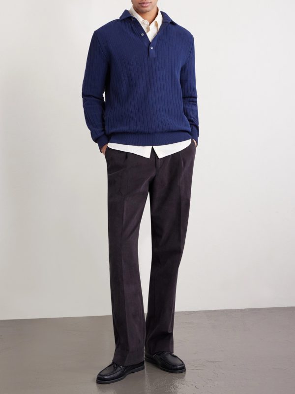 Ribbed Cotton Polo Shirt - OU Ribbed Cotton Polo Shirt - OU