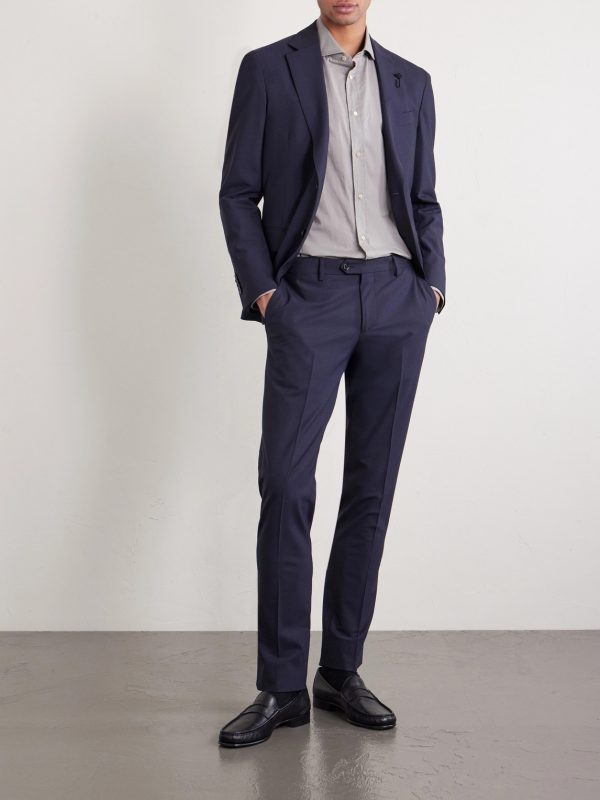 Slim-Fit Straight-Leg Virgin Wool-Blend Trousers - OU Slim-Fit Straight-Leg Virgin Wool-Blend Trousers - OU