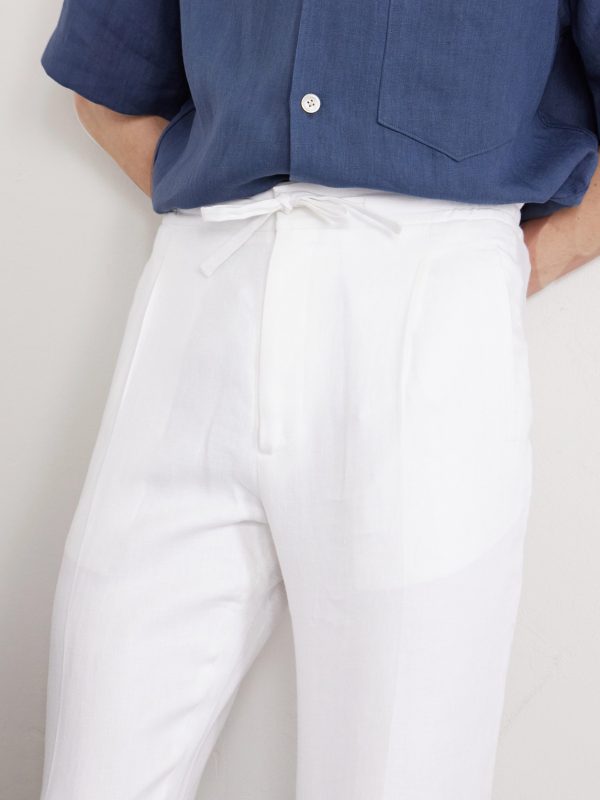 Tapered Linen Drawstring Trousers - E1 Tapered Linen Drawstring Trousers - E1