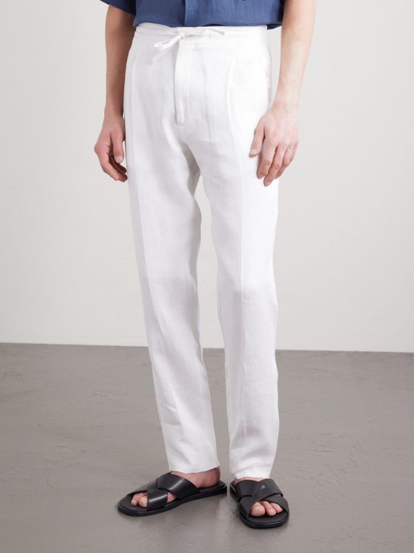 Tapered Linen Drawstring Trousers - FR Tapered Linen Drawstring Trousers - FR