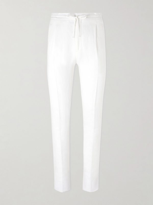 Tapered Linen Drawstring Trousers Tapered Linen Drawstring Trousers