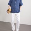 Tapered Linen Drawstring Trousers - OU Tapered Linen Drawstring Trousers - OU