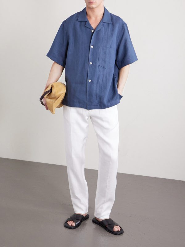 Tapered Linen Drawstring Trousers - OU Tapered Linen Drawstring Trousers - OU