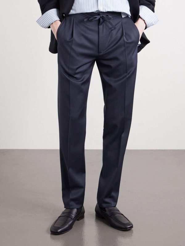 Miami Slim-Fit Pleated Virgin Wool Drawstring Trousers - FR Miami Slim-Fit Pleated Virgin Wool Drawstring Trousers - FR