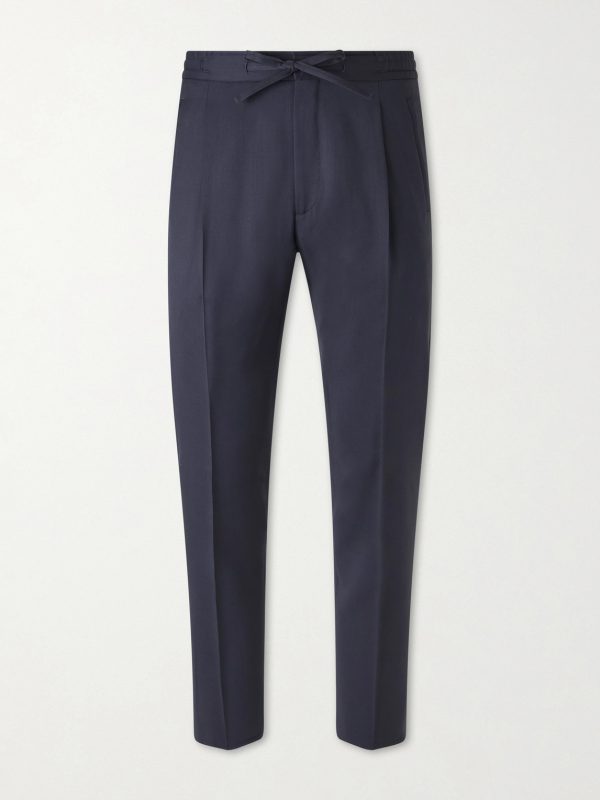 Miami Slim-Fit Pleated Virgin Wool Drawstring Trousers Miami Slim-Fit Pleated Virgin Wool Drawstring Trousers