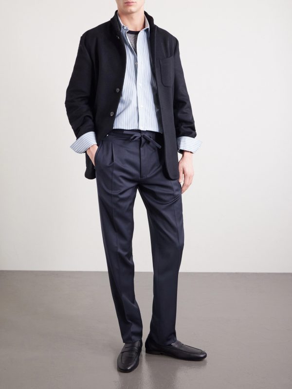 Miami Slim-Fit Pleated Virgin Wool Drawstring Trousers - OU Miami Slim-Fit Pleated Virgin Wool Drawstring Trousers - OU