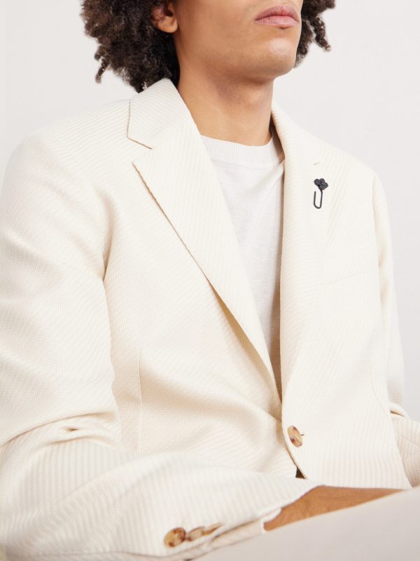 Roma Embellished Herringbone Wool and Cotton-Blend Suit Jacket - E2