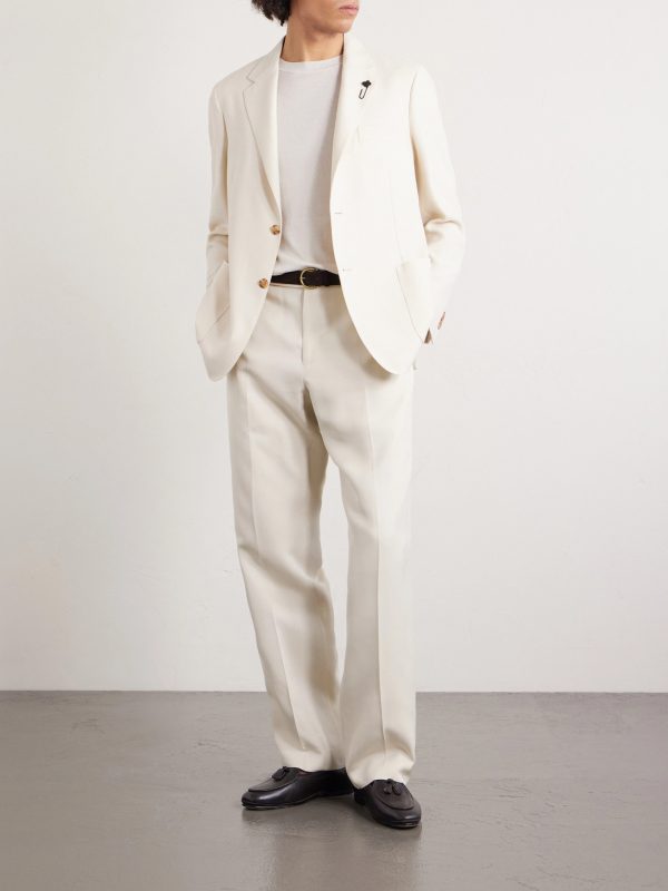 Roma Embellished Herringbone Wool and Cotton-Blend Suit Jacket - OU