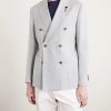 Roma Slim-Fit Embellished Double-Breasted Wool and Linen-Blend Blazer - FR Roma Slim-Fit Embellished Double-Breasted Wool and Linen-Blend Blazer - FR