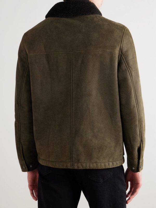 Shearling-Trimmed Suede Jacket - BK Shearling-Trimmed Suede Jacket - BK