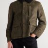 Shearling-Trimmed Suede Jacket - FR Shearling-Trimmed Suede Jacket - FR