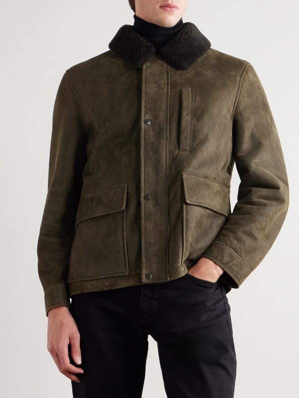 Shearling-Trimmed Suede Jacket - FR Shearling-Trimmed Suede Jacket - FR